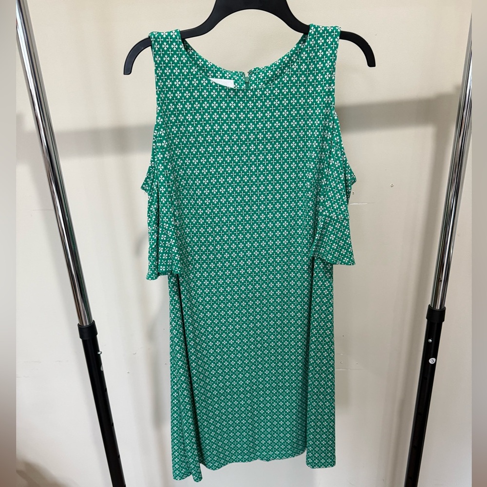 Donna Morgan Green Patterned Midi Dress